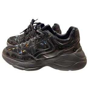 Lucky Step.Women Black Patent Chunky Sneakers By Lucky Step Size 9 M